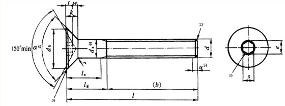 國(guó)標(biāo)號(hào)gb/70.3-2000內(nèi)六角沉頭螺絲，